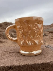 Taza de café de colección Fire King Anchor Hocking melocotón brillo corte diamante EE. UU.  - Imagen 1 de 9