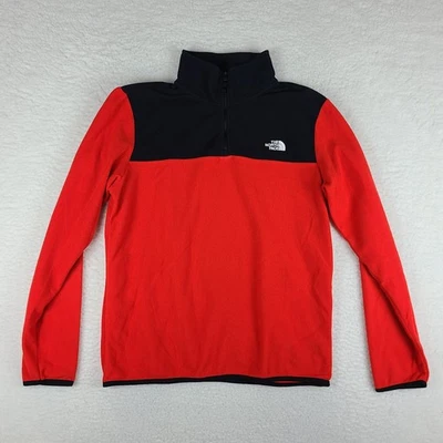 The North Face Sweater Mens Medium Black Red Fleece Quarter Zip Sweatshirt - Image 1 of 4