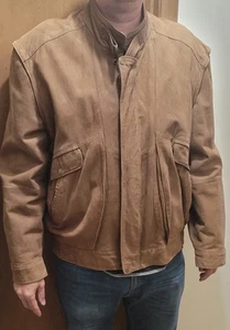 Vintage Phase 2 Genuine Leather Bomber jacket size 2XLT brown full zip biker - Picture 1 of 13