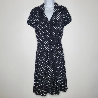 Vestido Tahari para mujer a lunares con cinturón línea A talla 8 manga corta clásico elástico Foto 1 de 4