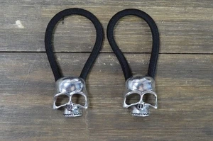 Metal Silver Skull Hair Tie Biker Chick Goth Ponytail Holder - Picture 1 of 8
