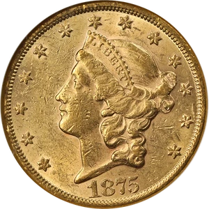 1875-P Liberty Gold $20 NGC AU55 Nice Eye Appeal Nice Luster Nice Strike - Picture 1 of 4