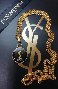 Yves Saint Laurent YSL Logo BEAUTE Round Top Gold Necklace Chain Official Japan - Bild 1 von 4