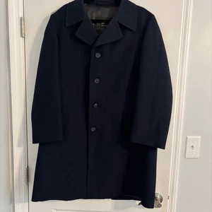 London Fog Limited Edition Navy Overcoat Stripe Pattern Lining - Size 42 Short - Picture 1 of 11