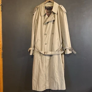 Vtg 90s Newport Harbor Trench Coat Men 44 L Old Money Button 1998 Vintage Nice - Picture 1 of 7