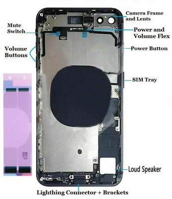 Conjunto de marco de carcasa de cubierta de vidrio posterior de repuesto para iPhone 8 X XR XS Max Foto 1 de 4