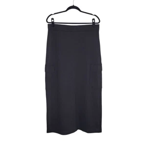 Messini Black Cargo Pocket Thick Knit Jersey Pull-On Maxi Skirt Women's Size L - Bild 1 von 8