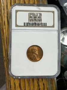 1950 S Wheat Cent NGC MS 66 RD - Picture 1 of 3