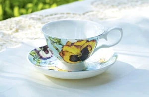 tazza da tè stechcol gracie bone china gialla Pansy nuova con etichetta - Foto 1 di 12
