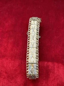 Bracciale maglia pannello placcato oro 7" vintage anni 60 - Foto 1 di 9
