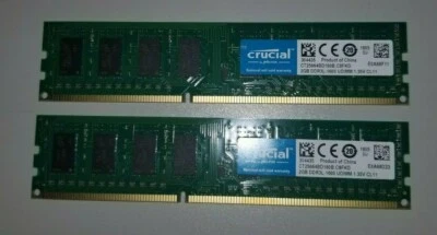 KIT 4GB (2x2GB) CT25664BD160B Crucial 2GB PC3-12800 DDR3L-1600MHz non-ECC Memory - Image 1 of 2