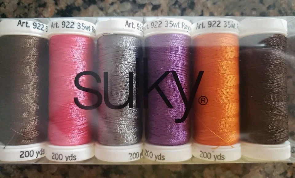Pkg of 6 Sulky Thread Spools 35 Wt Rayon, Variety Colors (200 Yds Ea) - Image 1 of 1
