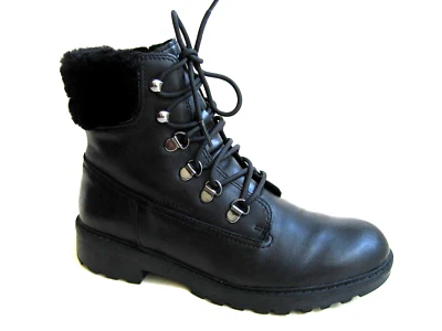 GEOX J Casey Impermeable Combate Motociclista Botas de Invierno Cuero Negro UK 3 EU 36 US 4 Foto 1 de 4