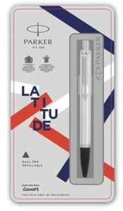 Parker Latitude Silver Chrome Trim Ball Pen - Picture 1 of 3