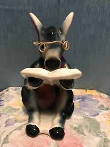 Vintage Ceramic Donkey Reading a Book Figurine 8.25â€�