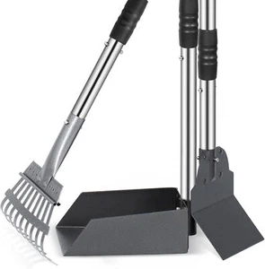 Dog Pooper Scooper, Dog Poop Tray and Rake Set, Pet Waste Removal Scoop with Lon - Picture 1 of 2