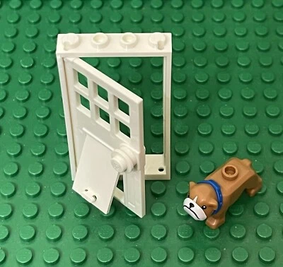 Lego White Door 1x4x6 W/ Knob,6 Panes,Hole Cutout for Pet Flap Door And Bulldog - Image 1 of 3