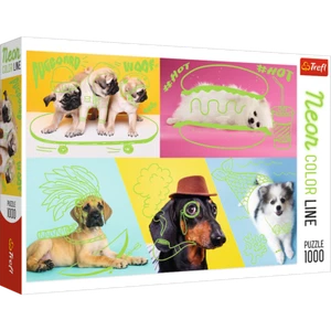 Rompecabezas Trefl 1000 piezas para adultos grande línea de color neón linda raza de perros - Imagen 1 de 2