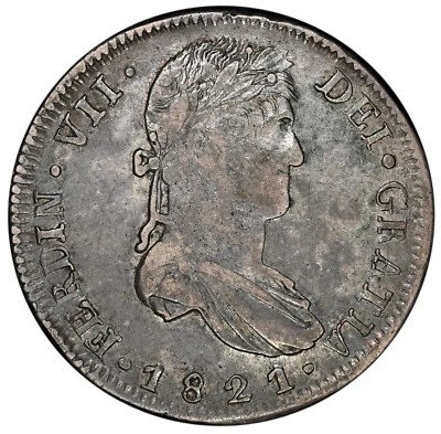 MEXICO Zacatecas Ferdinand VII "Royalist" 8 Reales 1821 Zs-RG - Image 1 of 2