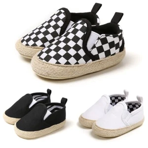 Baby Boy Checkered Infant Classic Casual Shoes Slip-on PreWalker CLEARANCE SALE - Picture 1 of 13