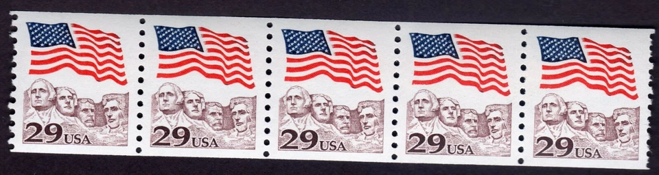 Scott #2523 Flag Over Mount Rushmore Coil of 5 Stamps - MNH - Image 1 of 1