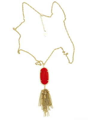 Collar de oro colgante Howlita roja borla Kendra Scott Rayne W1025 Foto 1 de 2