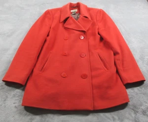 Vintage LL Bean Coat Womens 14 Regular Red Wool Cashmere Winter - Picture 1 of 15