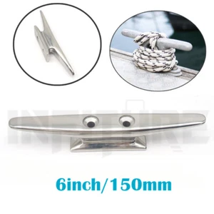 150mm 6" 316 Stainless Steel Marine Heavy Duty Hollow Base Mooring Cleat Deck - Picture 1 of 8