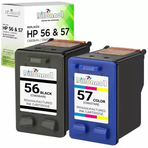 2PK Replaces HP 56 Cartridge C6656AN HP 57 Color Ink C6657AN DeskJet 450 5150 - Picture 1 of 2