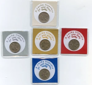 Lucky Wedding Anniversary Sixpence Silver, Pearl, Ruby, Sapphire, Gold gift