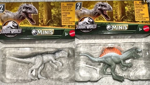 JURASSIC WORLD MINIS SERIES 2 SPINOSAURUS  #1 / #2 Indominus Rex OPEN BOX Cover