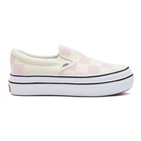 pink and white platform vans