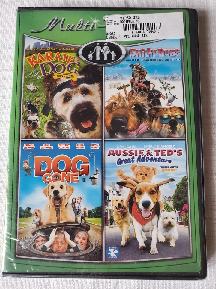 4 Family DVD Karate Dog Chilly Dogs Dog Gone Aussie & Ted's Adventure Like
