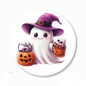 Cute Witch Ghost Scrapbook Stickers Envelope Seals Halloween Favors Labels - Picture 1 of 1
