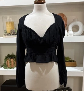 Free People Top Women's Medium Black Wired Sweetheart Neckline  - Picture 1 of 4