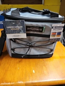 Fit & Fresh Foundry Grey Insulated Sport Cooler Lunch Kit Set Bag & 4 Containers - Picture 1 of 12