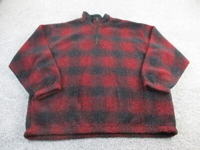 Suéter Vintage Club Room Para Hombres XXL Vellón Rojo Negro Cuadros Cuarto Cremallera Canadá Foto 1 de 4