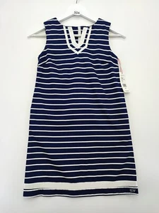 Vineyard Vines Girls Break Stripe Blue 100% Cotton Shift Tunic Dress Size 10 - Picture 1 of 10
