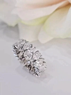 Pear Cut Lab Created Diamond Sterling Silver Teardrop Eternity Stackable Ring - Image 1 of 4