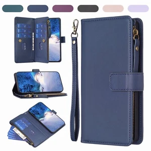 For Moto G53 G23 G13 G73 Flip Zipper Leather Wallet Kickstand Phone Case Cover - Picture 1 of 57