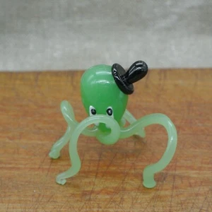 Vintage Murano Figurine Art Glass Octopus w Top Hat Green Italy - Picture 1 of 10