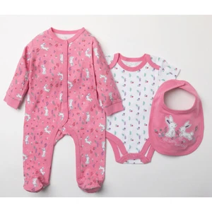 JUEGO DE REGALO BABY GIRL BABYGROW ROSA TRAJE DE DORMIR CHALECO CORPORAL Y BABERO NIÑAS LAYETTE 0-6 M - Imagen 1 de 2