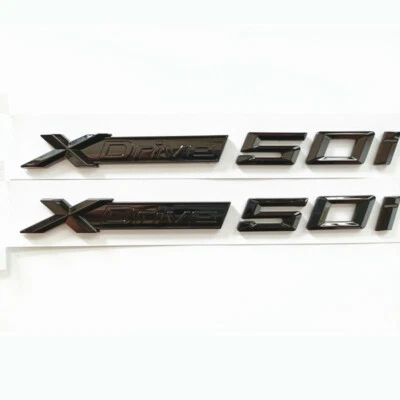 2PCS Glossy BLACK XDrive 50i Side Fender Emblem 3D Trunk Badge for X3 X5 X6 - Image 1 of 3