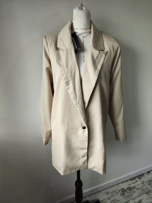 Bnwt PLT Womens beige Blazer size 8 Casual Oversized Long Sleeve Thin Summer  - Image 1 of 4