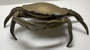 Vintage Windcurrent Collection Brass Crab W Hinged Lid Ashtray Stash Trinket 7” - Picture 1 of 6