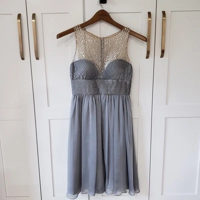 JS Collections Dress Womens 0 Sequin Embellished Waist Pleated Chiffon Cocktail - Image 1 of 4