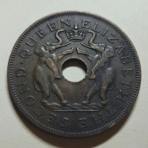 Rhodesie & Nyassaland 1 Penny 1957 Km#2 Zimbabwe Élisabeth II - Picture 1 of 2