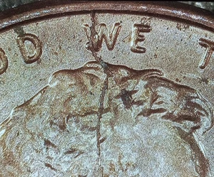 2015-P Spike Head Die Crack Error Obverse Lincoln Cent  - Picture 1 of 4