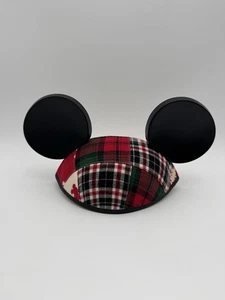 Disney - Mickey Mouse Ears - Holiday Patchwork - Hat Christmas Red Green Plaid - Picture 1 of 3
