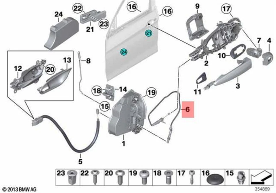 Cable Bowden genuino BMW M2 F21 F22 F23 manija de puerta exterior delantera 51217268446 Foto 1 de 1